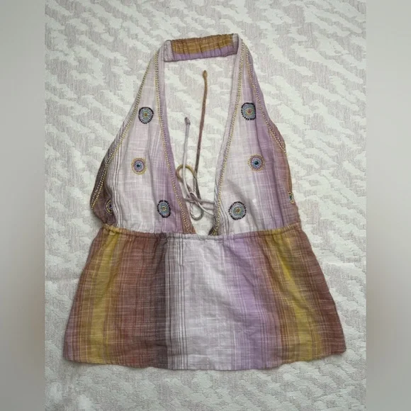 Zara Beaded Halter Top Sz Small - Picture 3 of 9